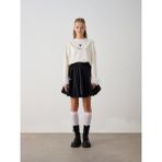 Zekids Kız Çocuk Kol Ucu Tüylü Tasarım Sweatshirt - Ekru - 13 - 14 Yaş