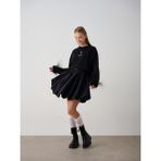 Zekids Kız Çocuk Kol Ucu Tüylü Tasarım Sweatshirt - Siyah - 10 - 11 Yaş