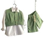 Zelhankids KIZ ÇOCUK KETEN ŞORTLU TAKIM SU YEŞİLİ 8-9 Yaş