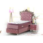 Zelis Mobilya Tek Kişilik Şehzade Set Yatak + Baza + Başlık + Yatak Pedi - 90 x 190 cm - Pembe