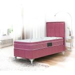 Zelis Mobilya Tek Kişilik Solid Lila Set Yatak + Baza + Başlık - 90 x 190 cm - Pembe