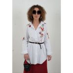 Zelish My Sister Beyaz Nakışlı Uzun Tunik Gömlek - 38 - 40