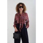 Zelish My Sister Vintage Floral Boyundan Bağlamalı Gömlek - 34 - Bordo