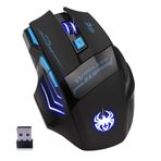 zelotes Kablosuz Fare, 2400DPI, 7 Düğme, USB Alıcılı 2,4 GHz, LED Aydınlatma, Ergonomik Tasarım, Bilgisayar, Mac, Dizüstü Bilgisayar için Kablosuz Oyun Faresi, Siyah