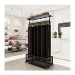 Zemin Standı Kemer Metal Sergileme Rafı, Ticari Giyim Mağazası Askılı Kanca Standları, Yerden Tasarruf Sağlayan Perakende Rafları, Çanta El Çantası Eşarp Ş,Black-70x35x156CM