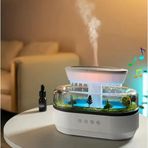 Zemox Yağmur Damlası Hava Nemlendirici - Aromaterapi Difüzör - 7 Renk Işıklı Rgb Aroma Difüzörü - Dinlendirici Sesler