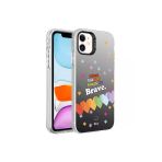Zen Aksesuar İphone 12 Uyumlu Desenli Zore Silver Sert Kılıf-Kalp