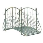 Zen bahçesi için metal köprü, güvenlik korkuluğu, dere için dekoratif yaya köprüsü, balık göleti, antik çiçek desenli tasarım, kolay montaj