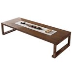 Zen Masif Ahşap Sehpa ve Sandalye - Kung Fu Tea Bay Pencere Masa için Basit Düşük Zemin Oturma (160 x 50 x 35 cm) - Modern Minimalist Tasarım Oturma Odası ve Dinlenme için Mükemmel