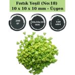 Zen Mozaik Sanatsal Mozaik Çalışmalarınız Için 10X10 X10 mm - Üçgen Cam Mozaik Taşı (200 Gr) - Fıstık Yeşil (18)