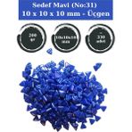 Zen Mozaik Sanatsal Mozaik Çalışmalarınız Için 10X10 X10 mm - Üçgen Cam Mozaik Taşı (200 Gr) - Sedef Mavi (31)
