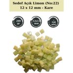 Zen Mozaik Sanatsal Mozaik Çalışmalarınız Için 12X 12 mm Kare - Sedefli Cam Mozaik Taşı (200 Gr) - Sedef Açık Limon Sarı - 22
