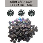 Zen Mozaik Sanatsal Mozaik Çalışmalarınız Için 12X 12 mm Kare - Sedefli Cam Mozaik Taşı (200 Gr) - Sedef Gri - 03