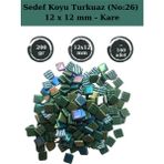 Zen Mozaik Sanatsal Mozaik Çalışmalarınız Için 12X 12 mm Kare - Sedefli Cam Mozaik Taşı (200 Gr) - Sedef Koyu Turkuaz - 26