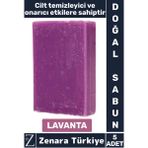 Zenara Bitkisel Organik Doğal Saç Yüz Vücut El Kullanım Cilt Onarıcı Temizleyici Sabun Lavanta 5 Adet