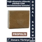 Zenara Bitkisel Organik Doğal Saç Yüz Vücut El Kullanım Cilt Temizleyici Parlatıcı Sabun PROPOLİS 3 Adet