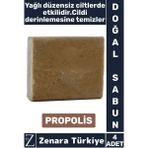 Zenara Bitkisel Organik Doğal Saç Yüz Vücut El Kullanım Cilt Temizleyici Parlatıcı Sabun PROPOLİS 4 Adet