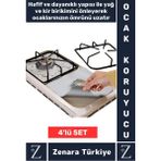 Zenara Kolay Temizlenir Yağ Kir Çözücü Ocak Koruyucu 4'lü Alüminyum Ped - Standart