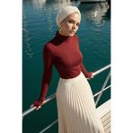 Zeneva Collection Bordo Parmak Geçmeli Kadın Body – Esnek Kumaş