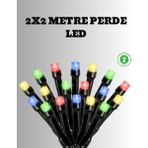 Zengezur 2x2 Metre Pil ile Çalışan Perde LED Işık – 8 Modlu Dekoratif - Yeşil - Renkli