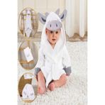 Zengin Home Pamuk Kutulu Hediye Yenidoğan/bebek Bornoz Seti 4 Parça / Inek - 1 - 2 Yaş - Beyaz