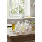 ZenGlow 6 Adet Cam Minik Zeytinyağı Sirke Limon Suyu Süt için Sofra Sosluk Şişe Yağdanlık Set
