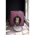 ZeniCat Premium Fileli Nefes Alabilir Pembe Kedi Taşıma Çantası - Pembe - Gri