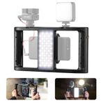 ZENIKO MR11 Akıllı Telefon Video Rig Işık/Soğuk Ayakkabı/ARRI Delik/1/4 Delik/Uzaktan Kumanda, Hepsi Bir Arada Telefon Video Sabitleyici Kavrama Vlogging Kafesi, Dahili Pil Kablosuz Şarj/Dönebilen