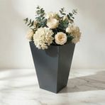 Zenith 50 cm Dikey Metal Saksı – İç ve Dış Mekan Modern Dekoratif Saksılık (50×30/20 cm) (Antrasit)