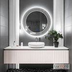 Zenith Led'li Lazer Kumlamalı Lavabo & Banyo Aynası (Dokunmatik Sensörlü) (Beyaz Led'li, 90 x 90)