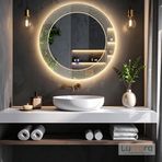 Zenith Led'li Lazer Kumlamalı Lavabo & Banyo Aynası (Dokunmatik Sensörlü) (Günışığı Led'li, 70 x 70)