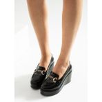 Zenneshoes Elora Dolgu Topuklu Kadın Ayakkabı Suni Deri Malzeme ile Orta Taban Tipi Rahat Kullanım - Siyah