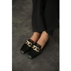 ZENNESHOES Kadın Siyah Deri Babet