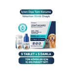 zentiavet 2'li Set Köpek İç Dış Anti Parazit Tüm Köpekler İçin Bitkisel Damla ve Tablet Kedi Dış Parazıt Pire