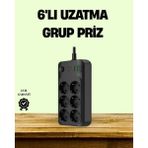 Zenvia 2500W Güçlü 6’lı Priz USB ve Type-C Çıkışlı Termal Korumalı ZNV-HBY3245