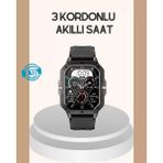 Zenvia 3 Kordonlu Akıllı Saat Uzun Pil Süreli - 35 - 48 mm - 1 - 01P-Pembe