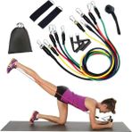Zenvia Direnç Seviyeli Pilates ve Fitness Egzersiz Bandı Seti Kapı Askılı - Renkli