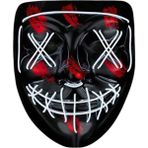 Zenvia Hallowen Parti Maskesi Neon LED Işıklı Maske 3 Modlu Cadılar Bayramı Maskesi ZNV-254110 - 000-Siyah - standart