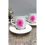 Zenvia Kirlinova® Fuşya Çiçek 2'li Porselen Fincan Takımı - 1 - Renkli