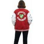 Zenvia Kırmızı Varsity Çıtçıtlı Baskılı Oversize Kalıp Kolej Ceket - Kırmızı - XL - --