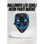 Zenvia LED Işıklı Neon Maske Cadılar Bayramı Maskesi Korkunç Korku Maskesi ZNV2025 - 000-Siyah - standart