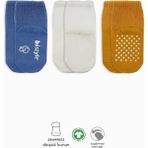 Zenvia Mey Ithalat® 3'lü Basic Kaymaz Penye Soket Çorap 10107 Indigo Ekru Hardal - Renkli