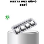 Zenvia Mey Ithalat® Paslanmaz Çelik Metal Buz Küpü Seti Sulandırmadan Soğutma ve Klips Dahil - Renkli