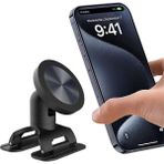 Zenwaya Store Manyetik Araç Telefon Tutucu, 360 Derece Dönebilen, N52 Neodimyum Mıknatıs, Üç Eksenli, Uyumlu - Option-1 - 000-Siyah
