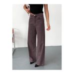 Zeo Basic Kadın bordo Baggy Jean yüksek bel geniş paça kot pantolon