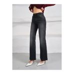 Zeo Basic KADIN FLARE FİT PUS-UP JEAN SİYAH KOT PANTOLON