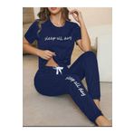 Zeo giyim Kadın Pamuklu Penye Kumaş Alt-üst Pijama Gecelik Tshirt Eşofman Kombini kadınpijamasleepallday