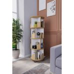 Zeo Wood Design 360° Dekoratif Döner Kitaplık - Beyaz / Safir Meşe - 133x45 Cm - Beyaz - Safir Meşe