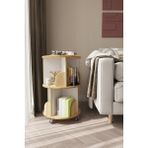 Zeo Wood Design 360° Dekoratif Döner Kitaplık - Beyaz / Safir Meşe- 71x45 - Beyaz - Meşe