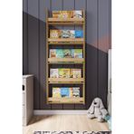 zeo wood design Montessori 5 Raflı Mdf Çocuk Kitaplığı 154*60 Cm Safir Meşe